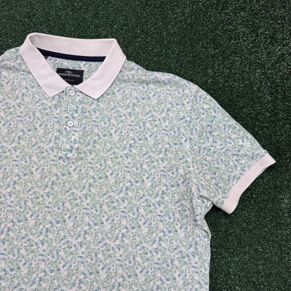 Rodd & Gunn Sports Fit Men's Short Sleeve Polo Size XL Blue Floral Print